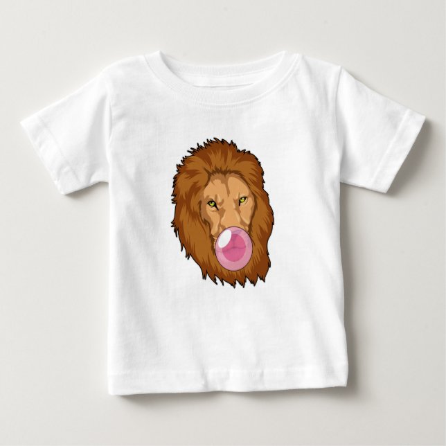 Lion with Bubble gum Baby T-Shirt (Front)