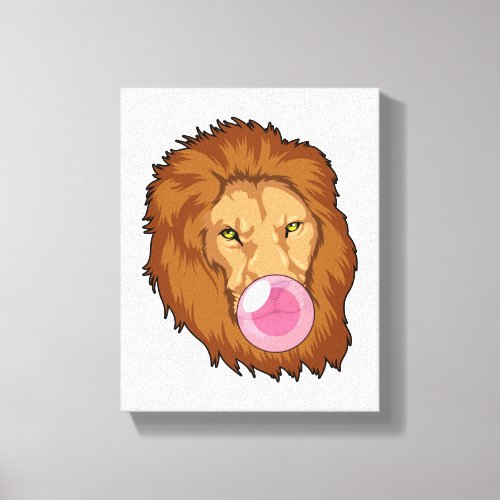 Lion with Bubble gum Canvas Print