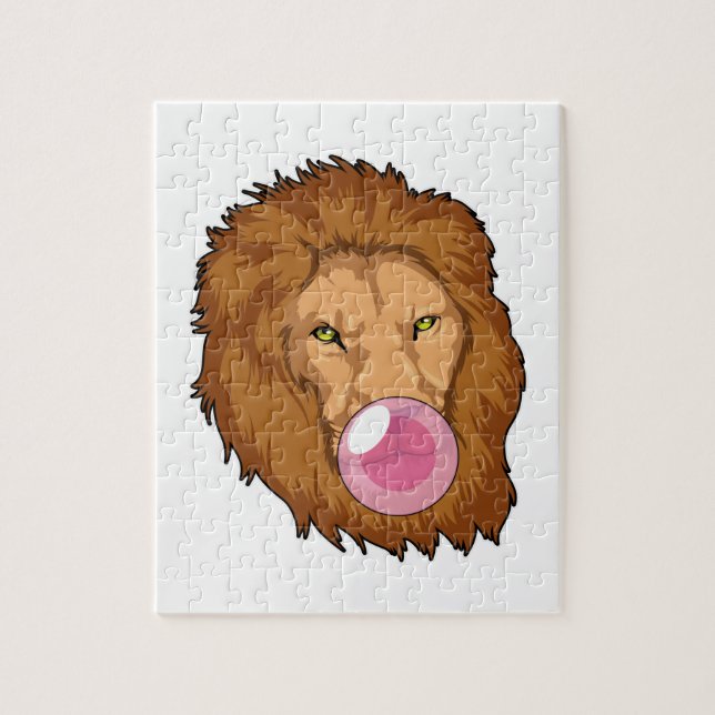 Lion with Bubble gum Jigsaw Puzzle (Vertical)