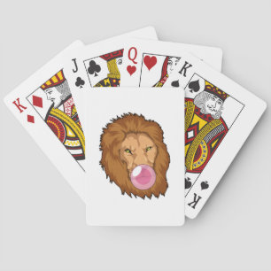 Lion with Bubble gum Poker Cards