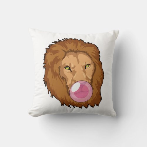 Lion with Bubble gum Throw Pillow