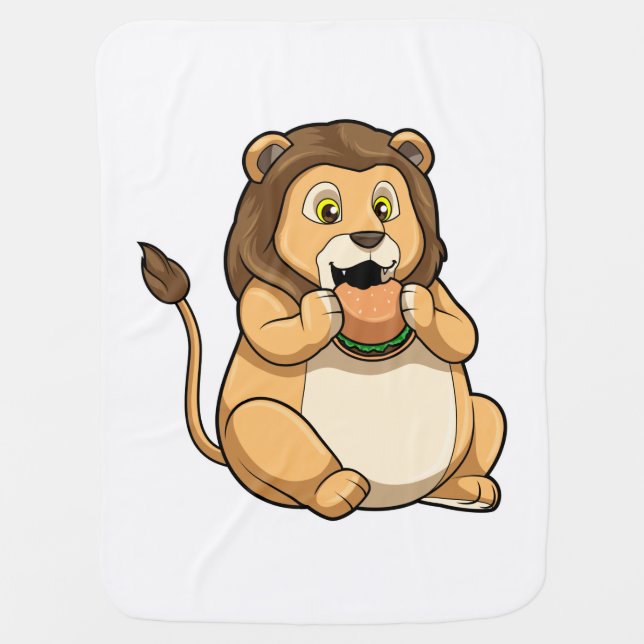 Lion with Burger Baby Blanket (Front)