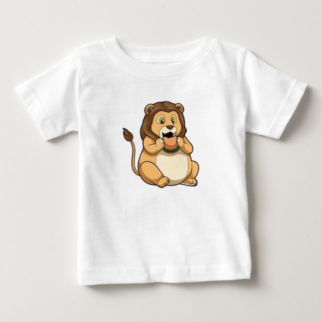 Lion with Burger Baby T-Shirt (Front)