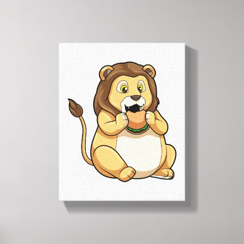 Lion with Burger Canvas Print