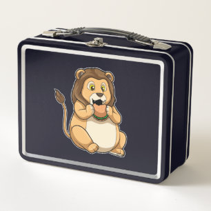 Lion with Burger Metal Lunch Box