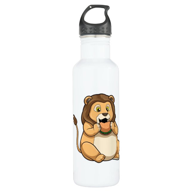 Lion with Burger Stainless Steel Water Bottle (Front)