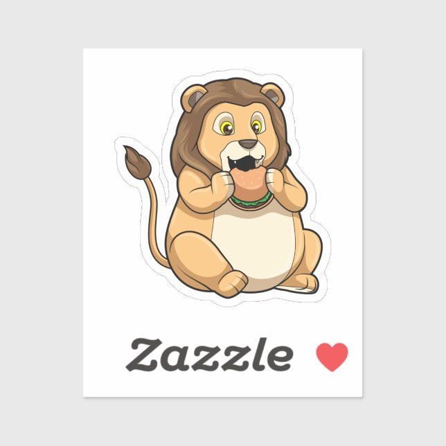 Lion with Burger Sticker (Sheet)
