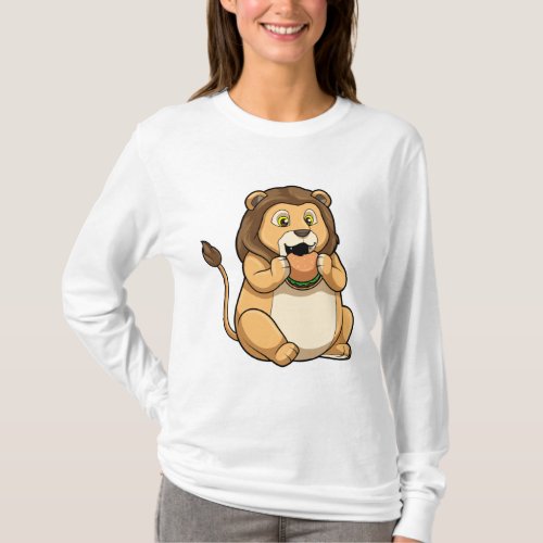 Lion with Burger T_Shirt