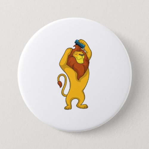 Lion with Comb Button