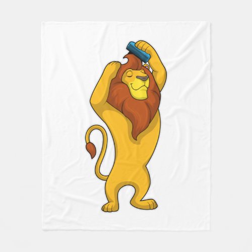 Lion with Comb Fleece Blanket