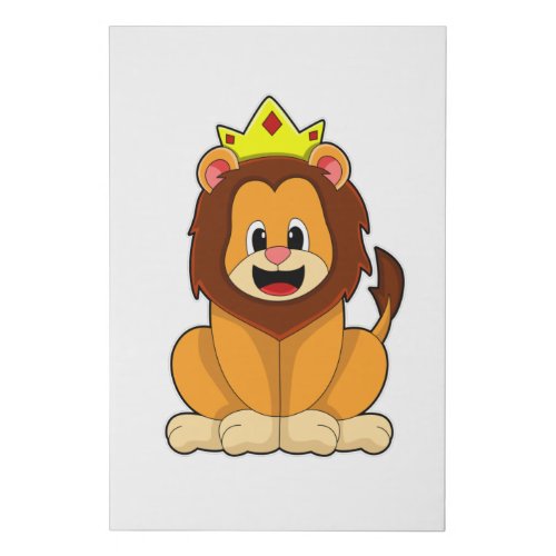 Lion with Crown Faux Canvas Print