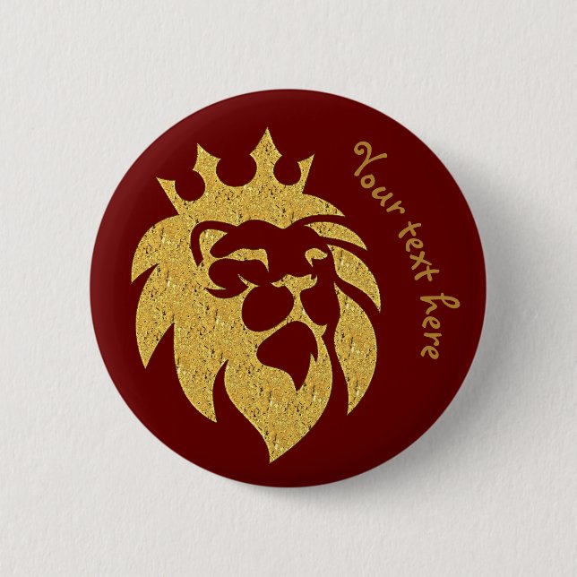 Lion With Crown - Gold Style 1 Button (Front)