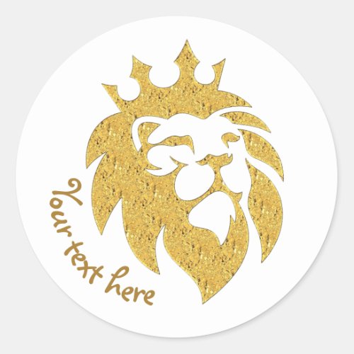 Lion With Crown _ Gold Style 1 Classic Round Sticker