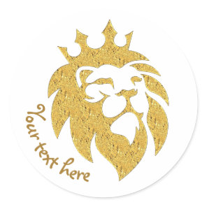 Lion With Crown - Gold Style 1 Classic Round Sticker