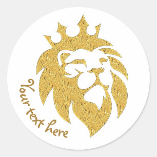 Lion With Crown - Gold Style 1 Classic Round Sticker