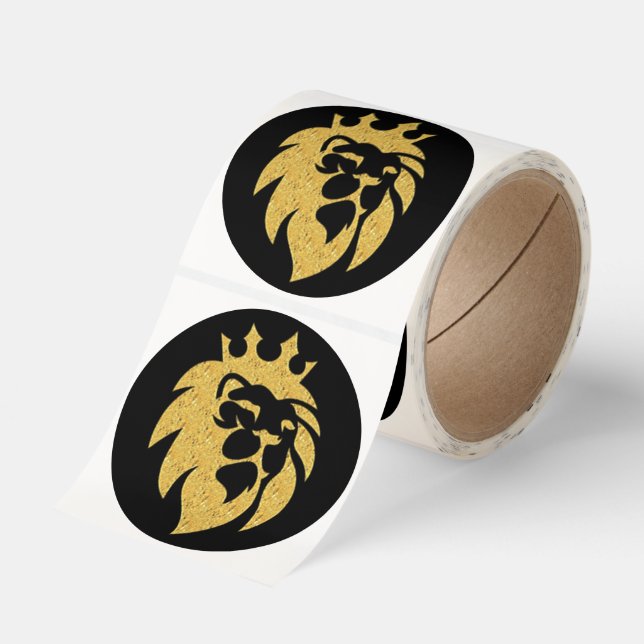 Lion With Crown - Gold Style 1 Classic Round Sticker (Roll)