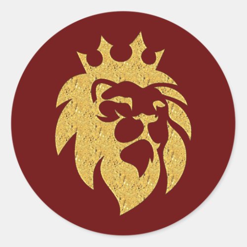 Lion With Crown _ Gold Style 1 Classic Round Sticker