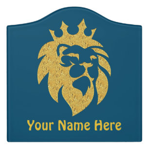 Lion With Crown - Gold Style 1 Door Sign