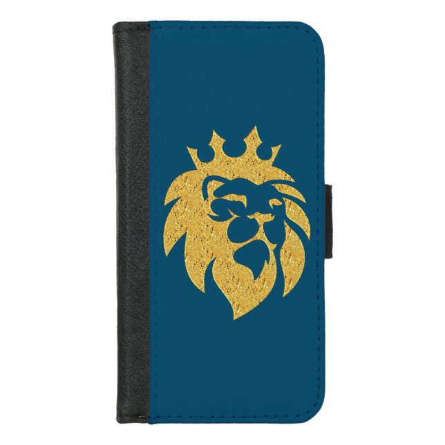 Lion With Crown - Gold Style 1 iPhone Wallet Case (Front)