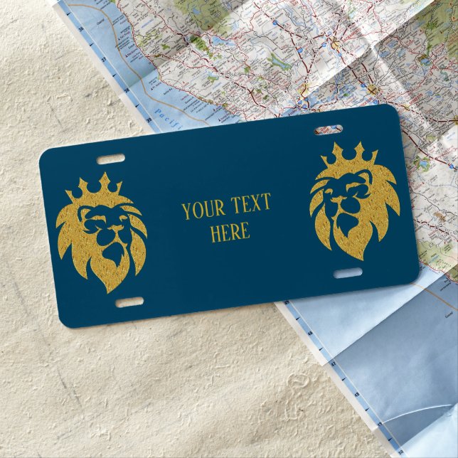 Lion With Crown - Gold Style 1 License Plate (In Situ)