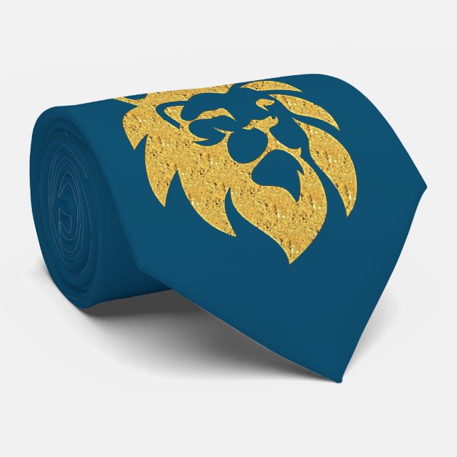 Lion With Crown - Gold Style 1 Neck Tie (Rolled)