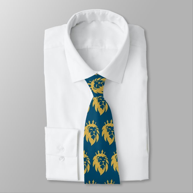 Lion With Crown - Gold Style 1 Neck Tie (Tied)