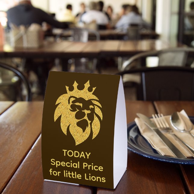 Lion With Crown - Gold Style 1 Paper Table Tent (Insitu(Restaurant))