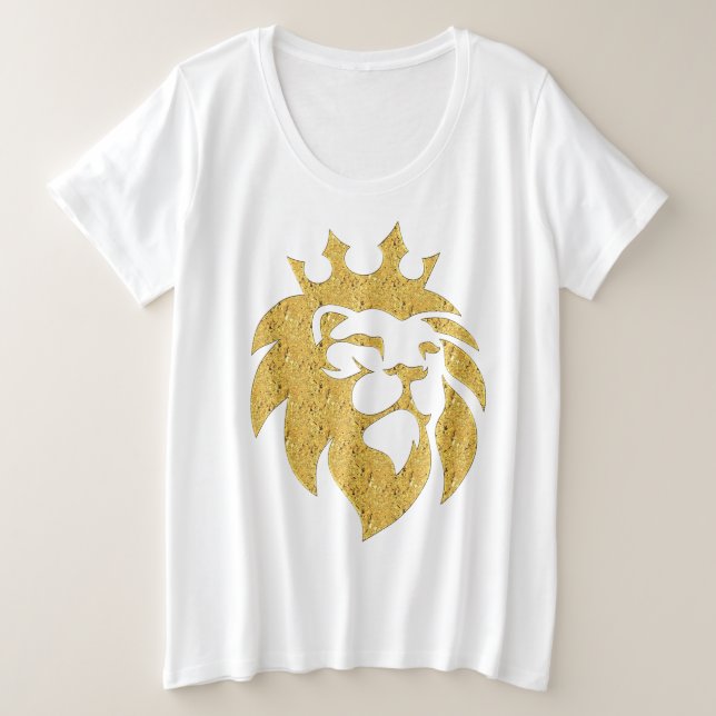 Lion With Crown - Gold Style 1 Plus Size T-Shirt (Design Front)
