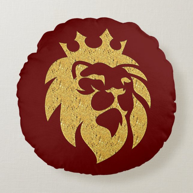 Lion With Crown - Gold Style 1 Round Pillow (Front)