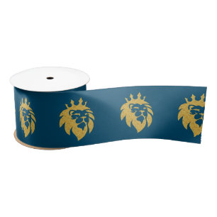 Lion With Crown - Gold Style 1 Satin Ribbon