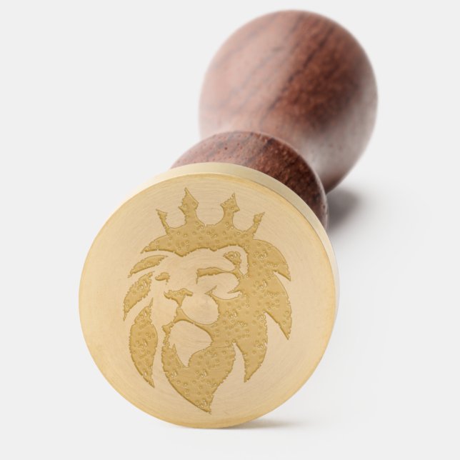 Lion With Crown - Gold Style 1 Wax Seal Stamp (Front)
