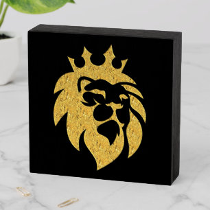 Lion With Crown - Gold Style 1 Wooden Box Sign