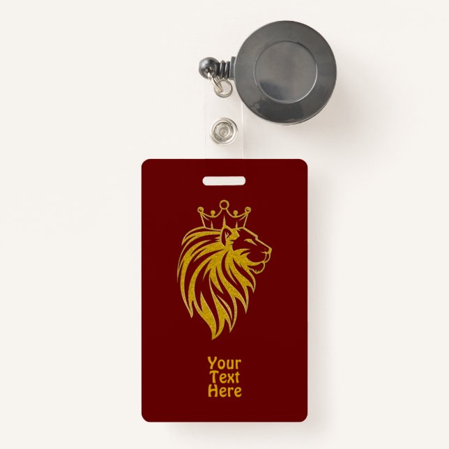 Lion With Crown - Gold Style 2 Badge (Front with Retractable)