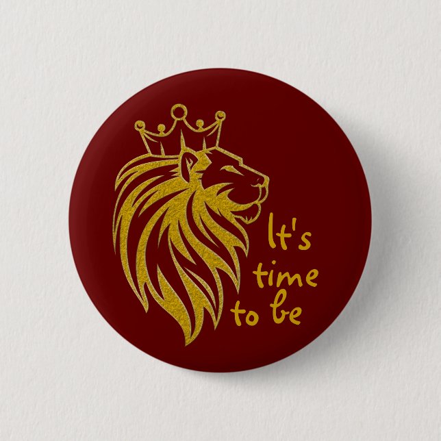 Lion With Crown - Gold Style 2 Button (Front)