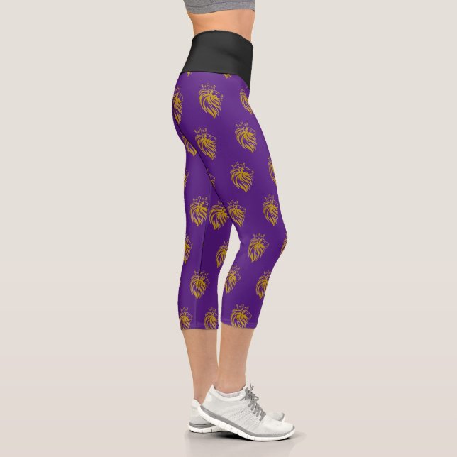 Lion With Crown - Gold Style 2 Capri Leggings (Right)