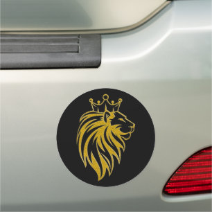 Lion With Crown - Gold Style 2 Car Magnet