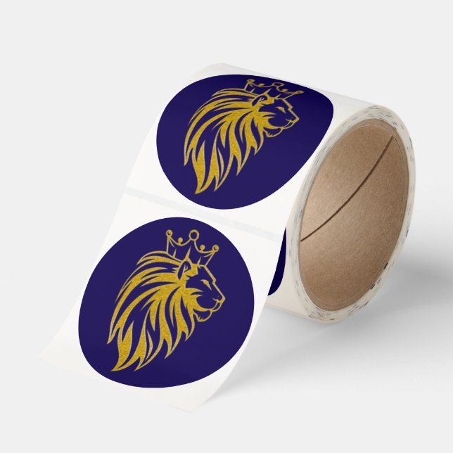 Lion With Crown - Gold Style 2 Classic Round Sticker (Roll)
