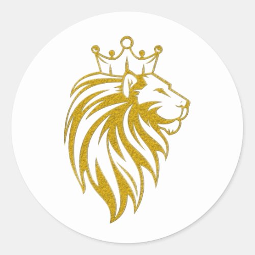 Lion With Crown _ Gold Style 2 Classic Round Sticker