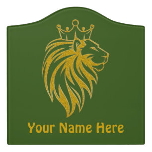 Lion With Crown - Gold Style 2 Door Sign