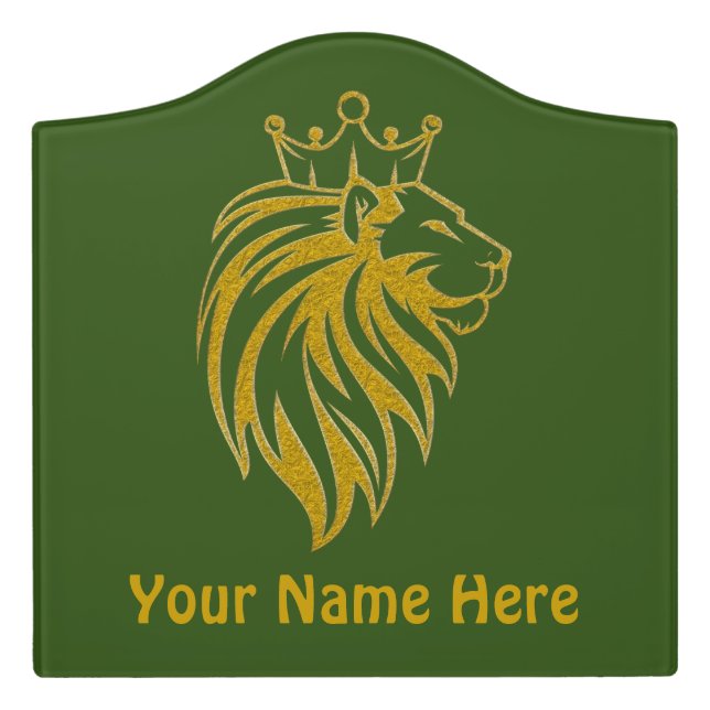 Lion With Crown - Gold Style 2 Door Sign (Large Crest Front)
