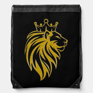 Lion With Crown - Gold Style 2 Drawstring Bag