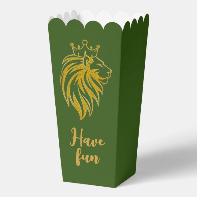 Lion With Crown - Gold Style 2 Favor Boxes (Back)