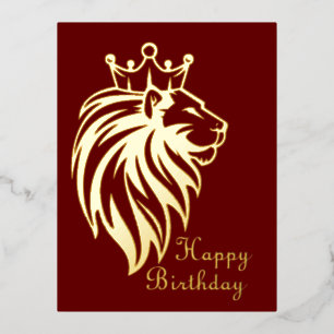 Lion With Crown - Gold Style 2 Foil Holiday Postcard