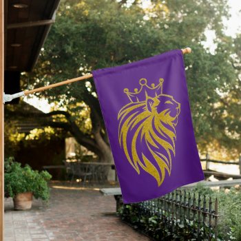 Lion With Crown - Gold Style 2 House Flag by EDDArtSHOP at Zazzle