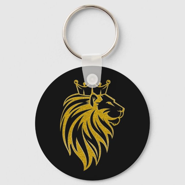 Lion With Crown - Gold Style 2 Keychain (Front)