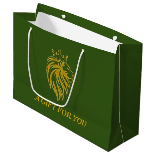 Lion With Crown _ Gold Style 2 Large Gift Bag