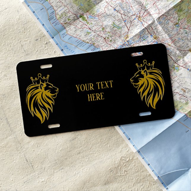 Lion With Crown - Gold Style 2 License Plate (In Situ)