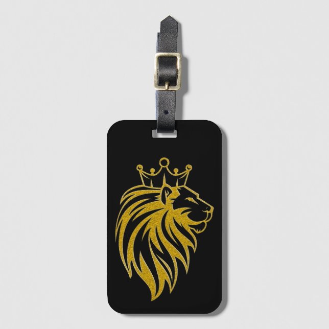 Lion With Crown - Gold Style 2 Luggage Tag (Front Vertical)