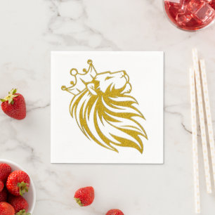 Lion With Crown - Gold Style 2 Napkins