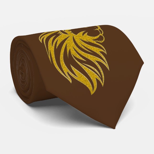 Lion With Crown - Gold Style 2 Neck Tie (Rolled)
